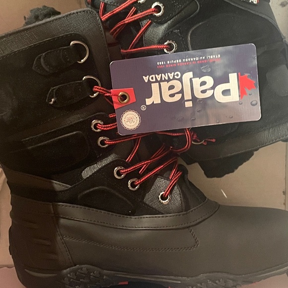 Pajar Black Winter Boots with Red Accents - Picture 4 of 13